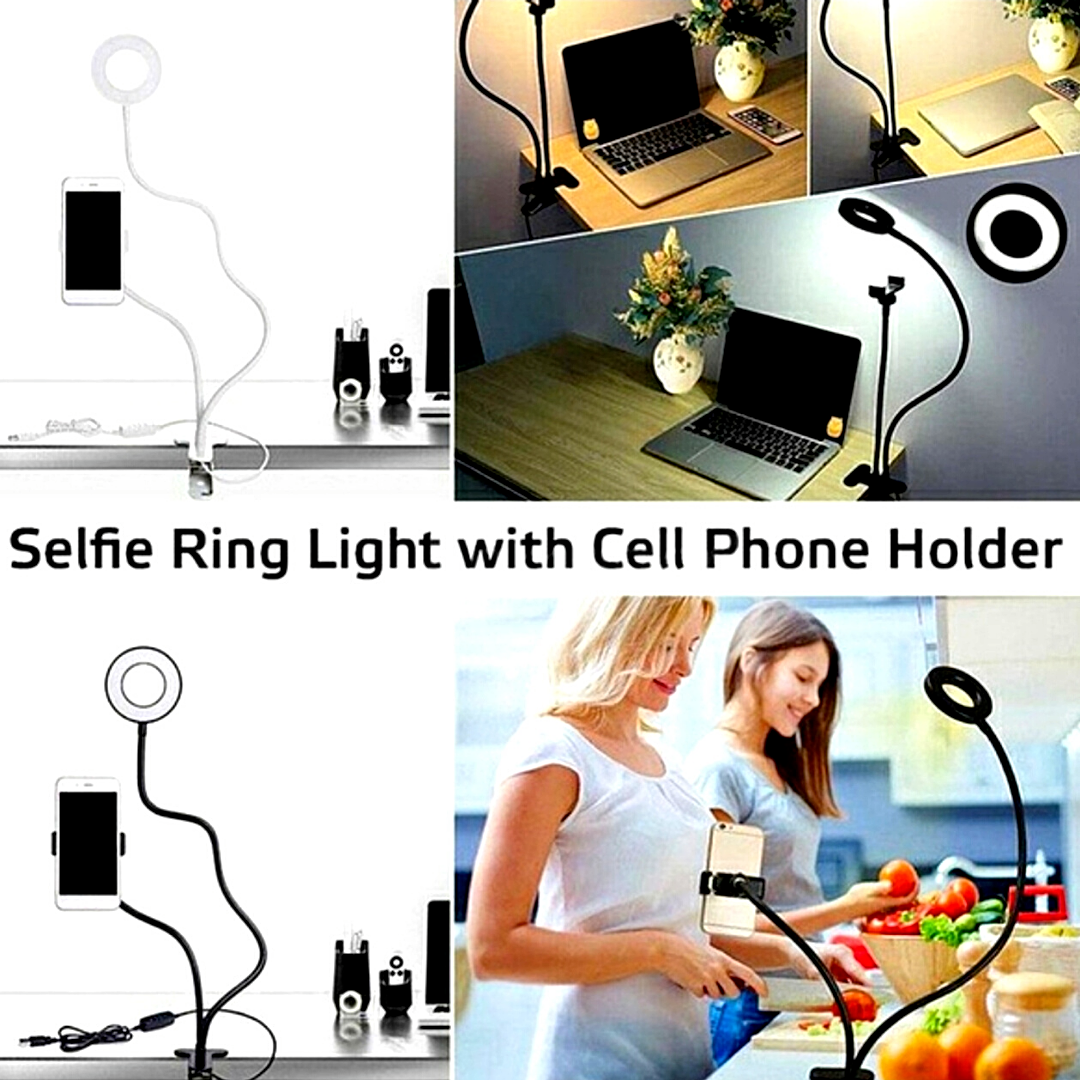 LED Selfie Ring Light Lampara de Luz de Fotografia USB con Soporte para Teléfono