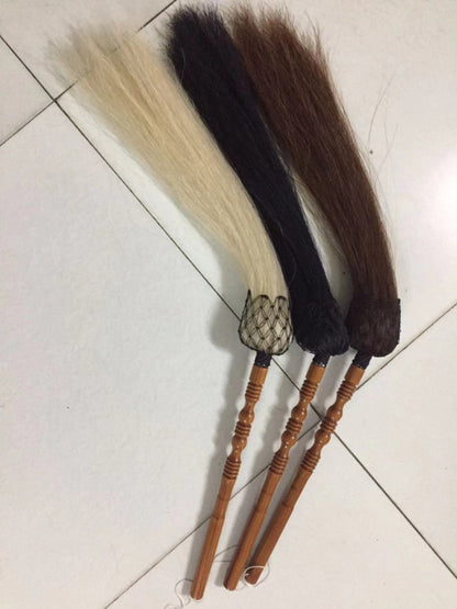 REAL Horse Tail Fly Whisk Swatter TV prop Martial Arts Buddhist Horsetail