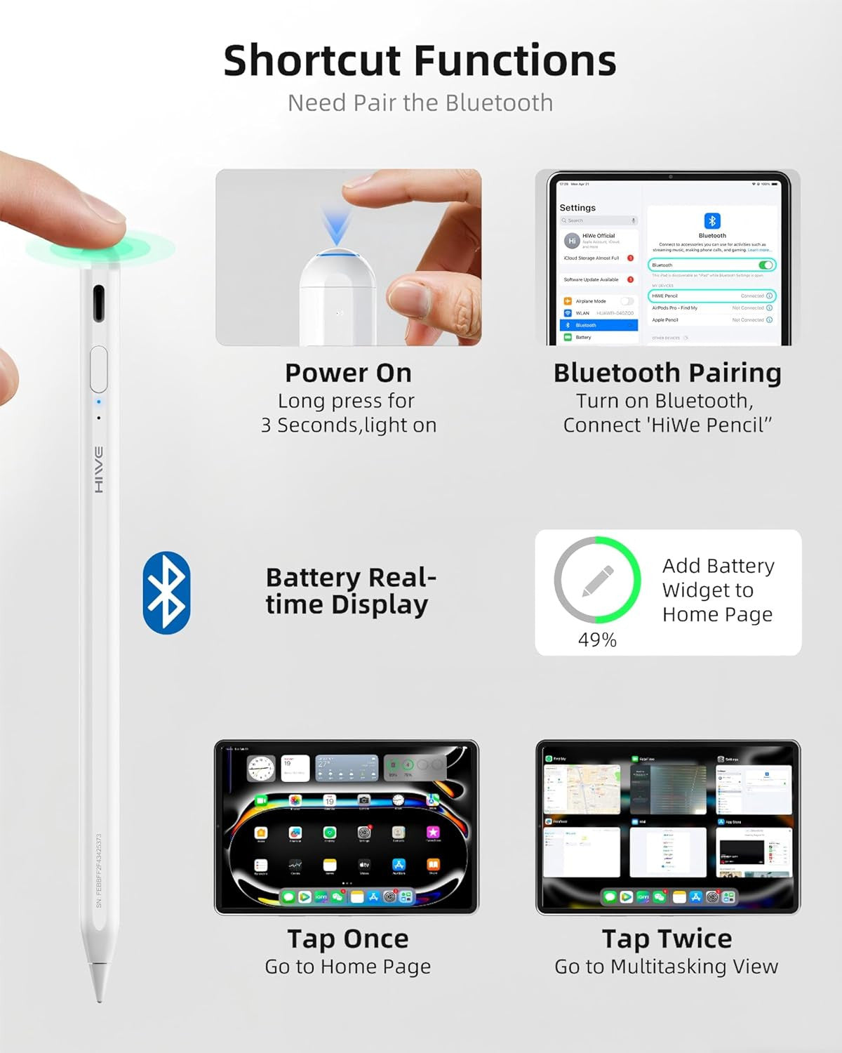 For Ipad Pencil, Anti-Lost Stylus Pen for Ipad Pro/Ipad Air/Ipad/Ipad Mini 2018-