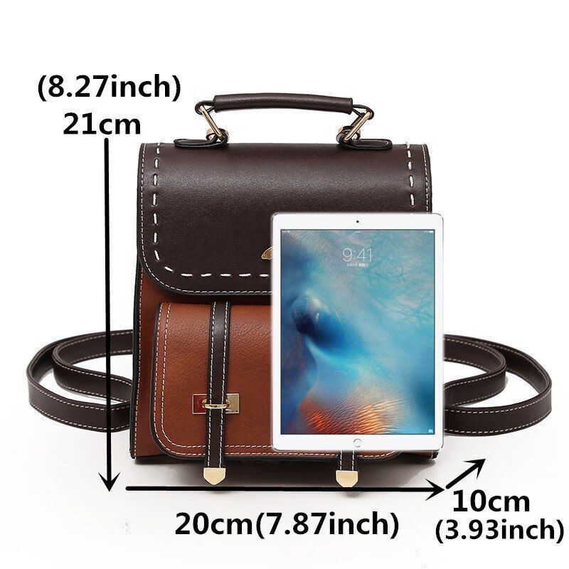 Women Backpack School College Bags Vintage Synthetic Leather 21*20*10 CM Green