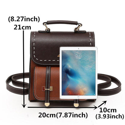 Women Backpack School College Bags Vintage Synthetic Leather 21*20*10 CM Green
