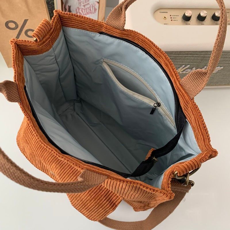 Shoulder Bag Women Vintage Shopping Bags Zipper Bookbag Handbags Casual Pockets
