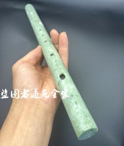 Chinese Green Jade Stone Flute Dizi Music Flauta Traditional Musical Instrument