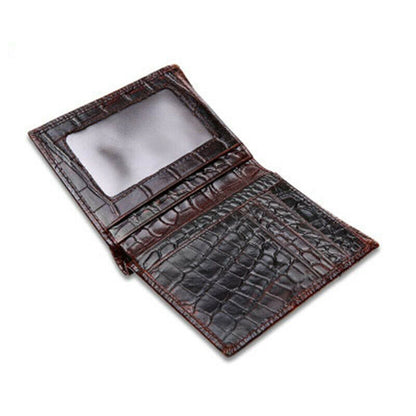 Men's Genuine Leather Wallet Bag Card&ID Clamps Purse Crocodile Pattern CashClip