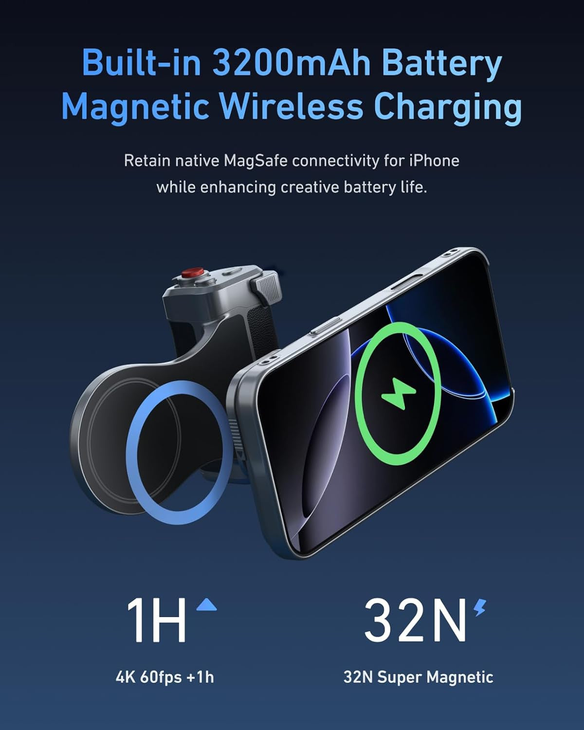 Master Grip Kit for Iphone 17 Pro, Magnetic Phone Camera Grip Powergrip Kit Buil