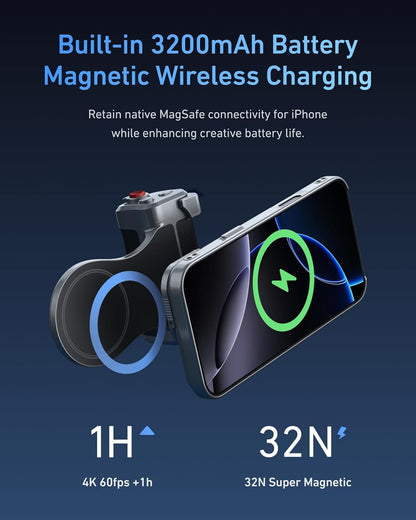 Master Grip Kit for Iphone 17 Pro, Magnetic Phone Camera Grip Powergrip Kit Buil