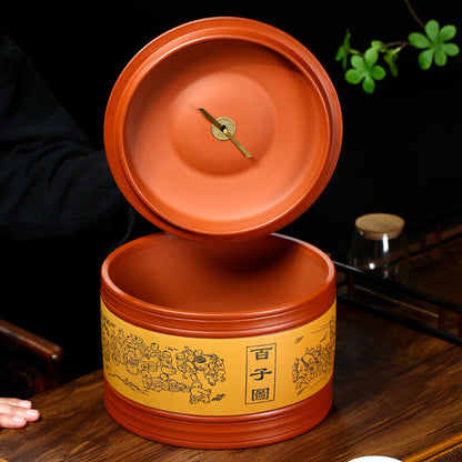 Handmade Tea Canister Sealed Health Care Real Yixing Zisha Dahongpao Clay Caddy
