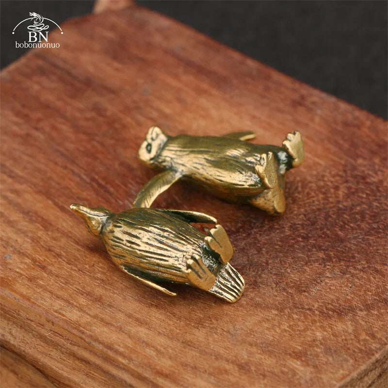 Brass Antarctic Penguin Small Statue Desk Ornament Tea Pet Paperweight Crafts