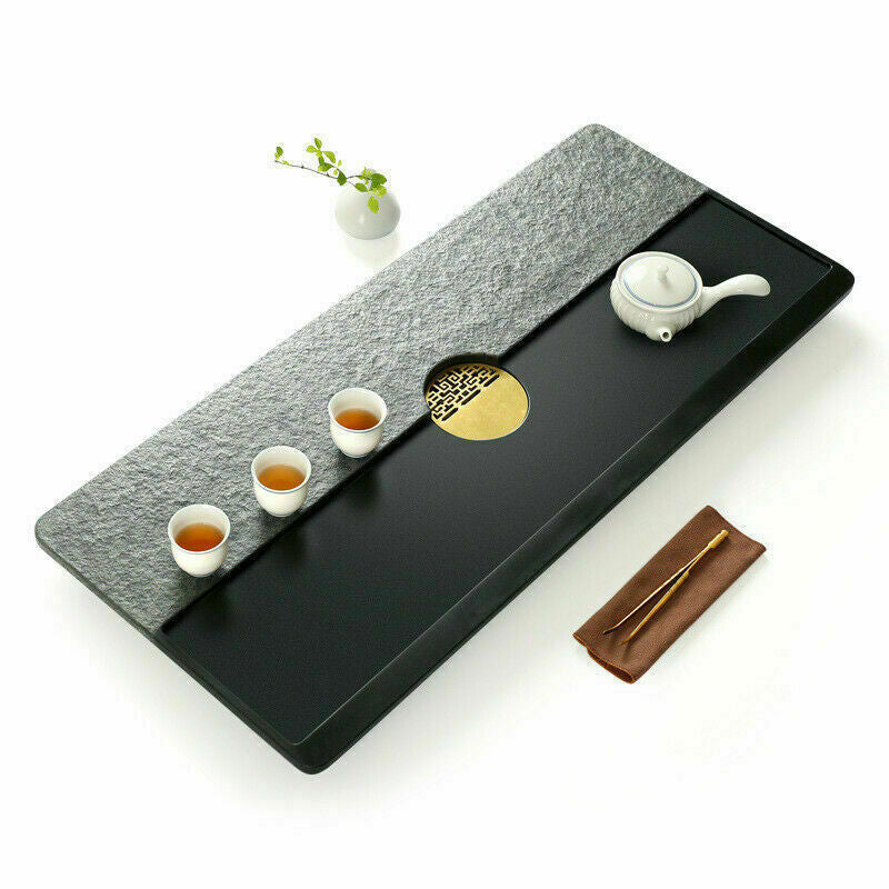 Weighted Tea Tray Black Stone Water Draining Tea Table For Kungfu Tea Set China