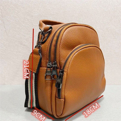 Cowhide Genuine Leather Women Backpack Shoulder Bag Satchel Mini Purse Polyester