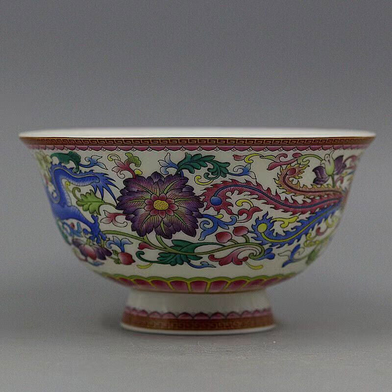 Chinese Porcelain Blue and White Porcelain Bowl with Dragon & Phoenix