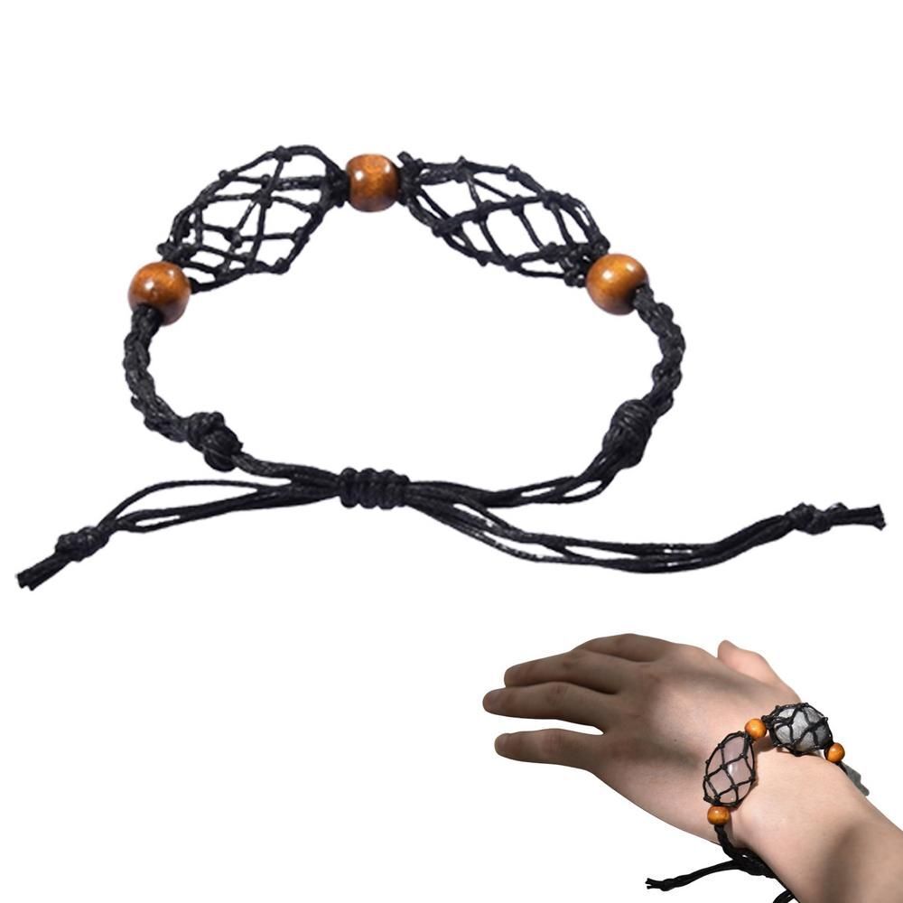 Macrame Bracelet Cord Net Bag Adjustable Empty Without Stone Crystal Gems Holder