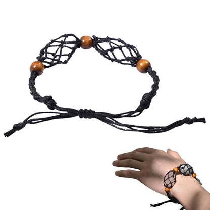 Macrame Bracelet Cord Net Bag Adjustable Empty Without Stone Crystal Gems Holder