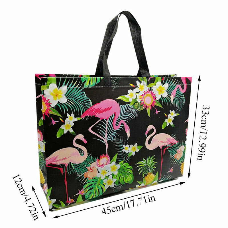Reusable Shopping Bag Pouch Travel Flamingo Printed Non-woven Fabric Folding Bag