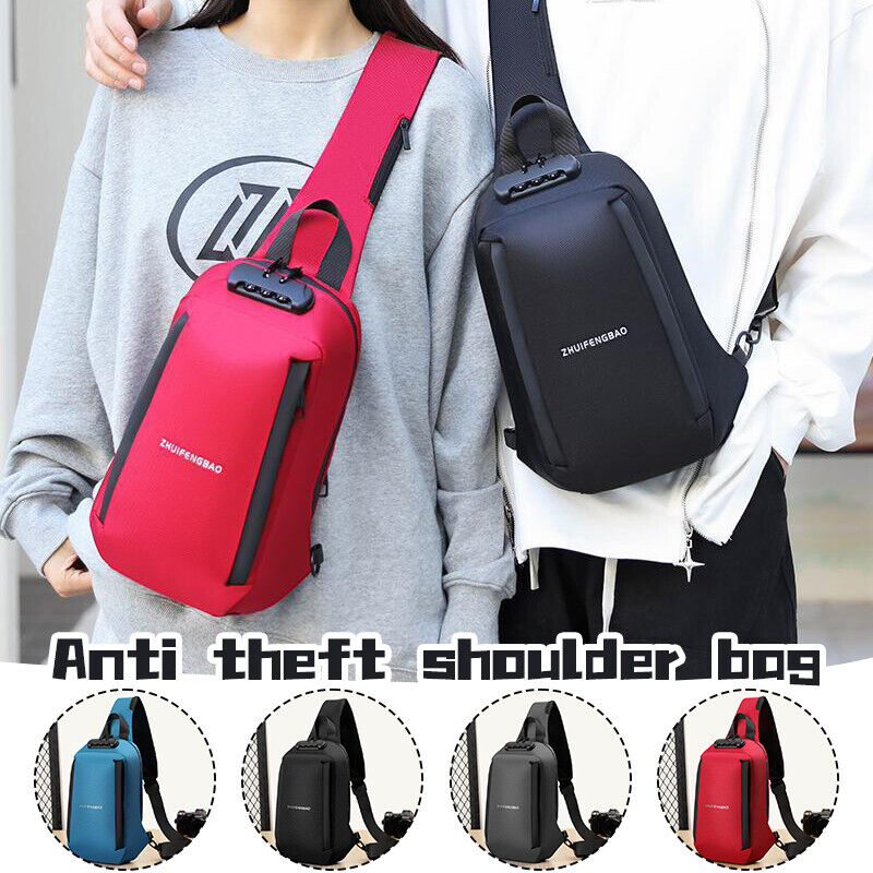 Waterproof Chest Bag Men Anti-theft USB Charging Crossbody Shoulder Bags Travel