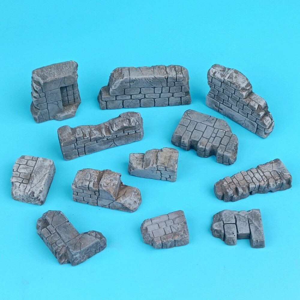 Building Ruin Model Rubble Brick Wall Base Prop War-Damaged Scene Model