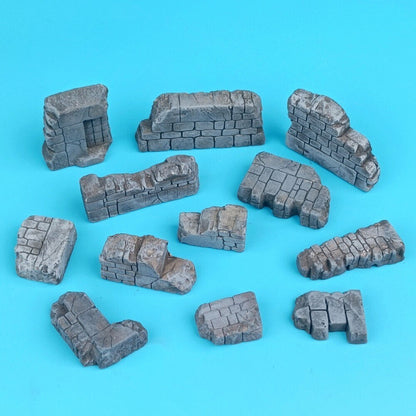 Building Ruin Model Rubble Brick Wall Base Prop War-Damaged Scene Model