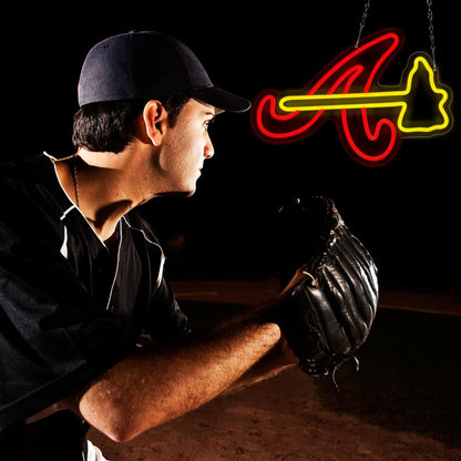 Baseball Neon Sign for Wall Decor - LED Baseball Team Logo Neon Sign for Man Cav