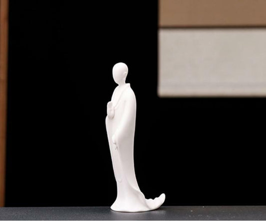 6.4" Chinese Yixing Zisha White Porcelain Faceless Buddha Pet Figurines Statues