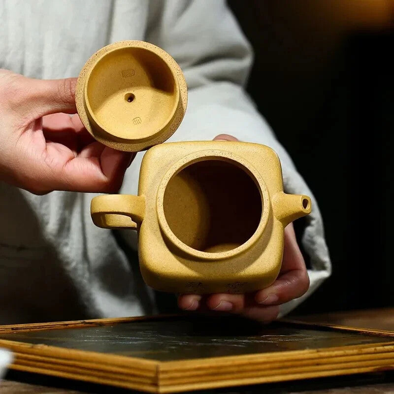 200ml Yixing Purple Clay Teapot Mud Square Filter Tea Pot High Zisha cup Kettle