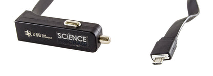 Flat USB Charging Cable for Car, Built-in USB Port (2.1A) and MicroUSB Plug, 14"
