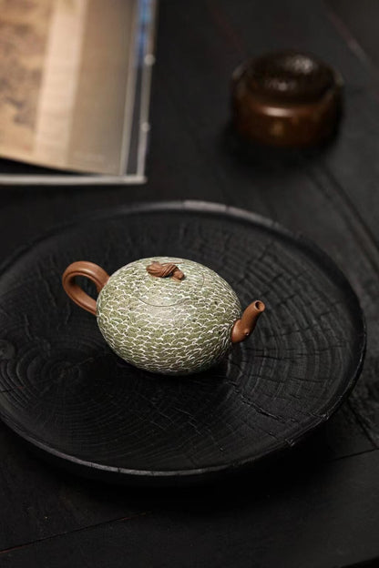 Set of 3pcs chinese Yixing Handmade Zisha teapot Duan clay Hami Melon Gongfu cup