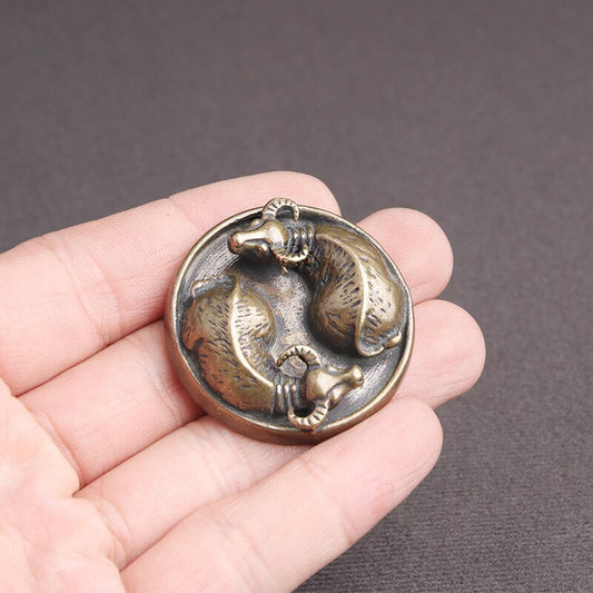 Tai Chi Brass Feng Shui Ox Cow Buffalo Bull Figurine Sculpture Statue