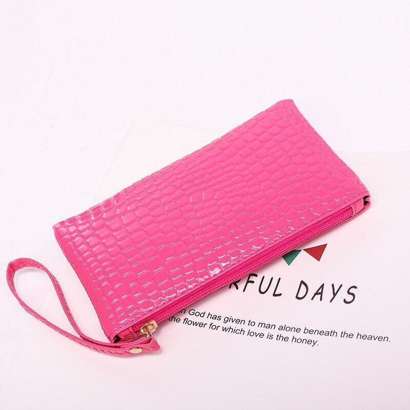 Synthetic Leather Wallet Clutch Bag Wrist Strap Handbag Cash Holder 19*11*1.5 Cm