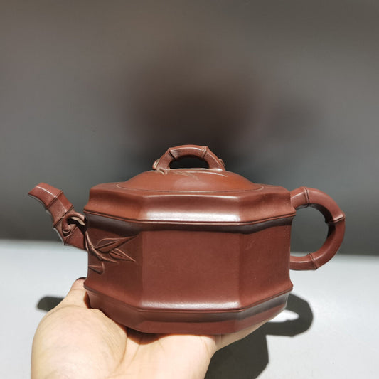 Chinese Yixing Zisha Clay Handmade Exquisite Teapot （八方竹节壶 底款：朱可心）