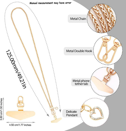 Cell Phone Lanyard Crossbody for Women,Gold Phone Strap Crossbody Set,Metal Phon