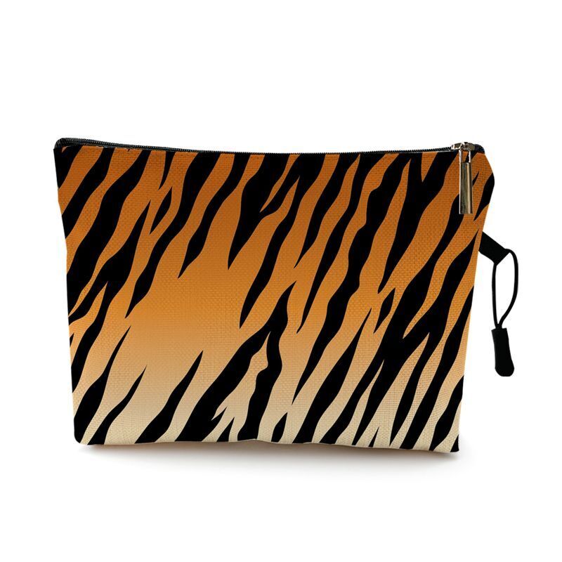 Water Resistant Makeup Bag Zebra Stripe Brown Pink Leopard Print Cosmetic Purse