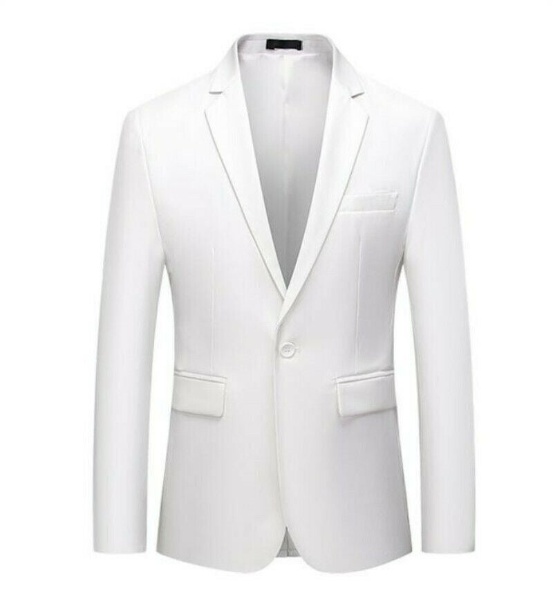 Men's Blazer Jacket One Button Slim Fit Business Long sleeve Casual Coat New @