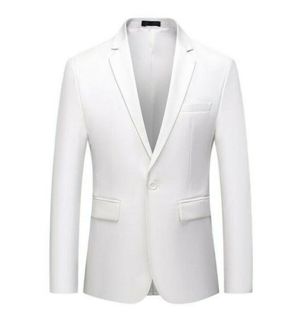 Men's Blazer Jacket One Button Slim Fit Business Long sleeve Casual Coat New @