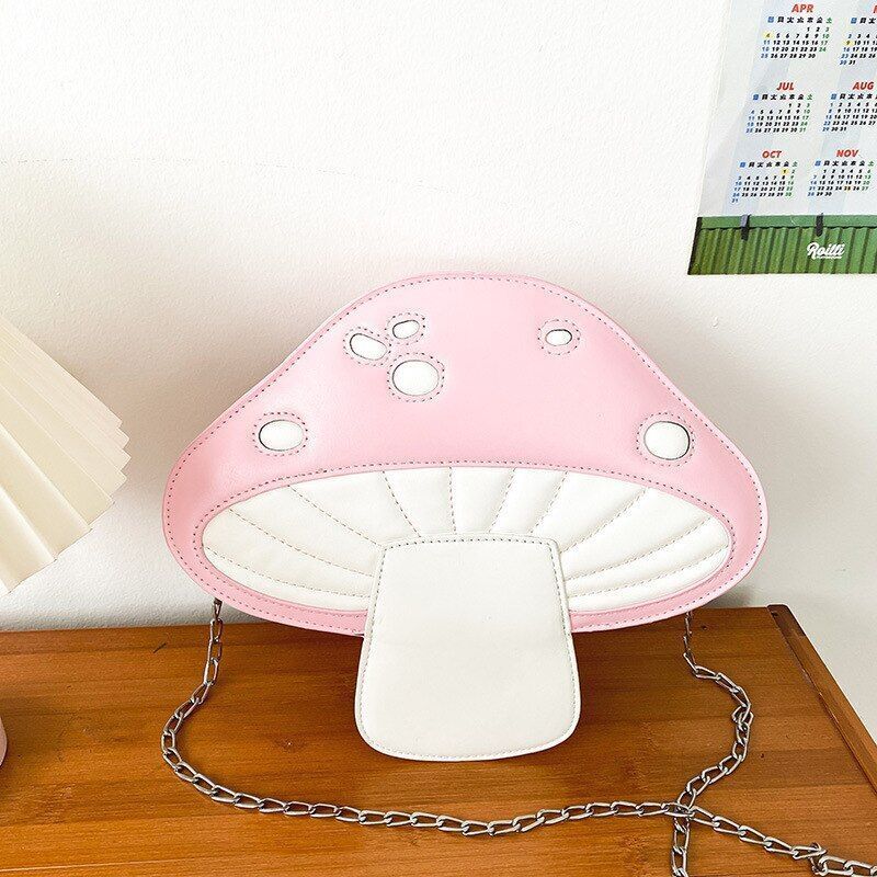 Cute Red Mushroom Design Women Handbag Purse Shoulder Bag Crossbody Chain Clutch