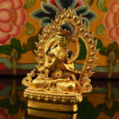Gold Plated Framed Vajradhara / Dorje Chang Ritual Copper Statue fom Patan Nepal