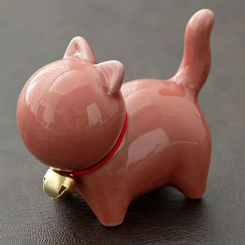 7cm Ceramics Fortune Cat Ornament Tea Pet Desktop Ornaments Tea Set Accessories