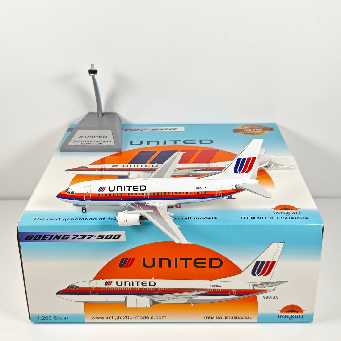 1:200 InFlight United B737-500 N901UA Passenger Airplane Diecast Plane Model