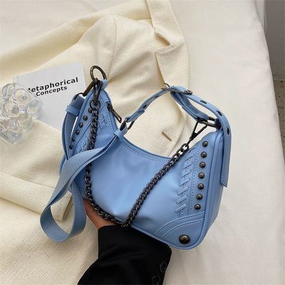 Gothic Bag Vintage Shoulder Bag Metal Chain Synthetic Leather Handbag 26*17*6 CM