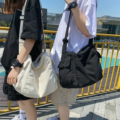 Portable Large Capacity Packages Solid Black Nylon Shoulder Bags Travle Bags