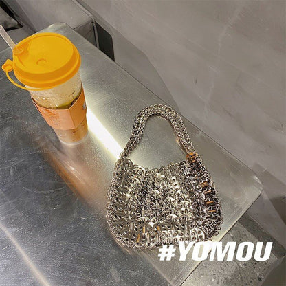 Luxury Bag Metal Sequins Chain Woven Bag Clutch Shoulder Handbag Bag 19*11*1 CM