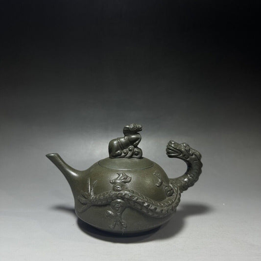 vintage chinese yixing purple clay teapot zisha ceremony carving Collectible art