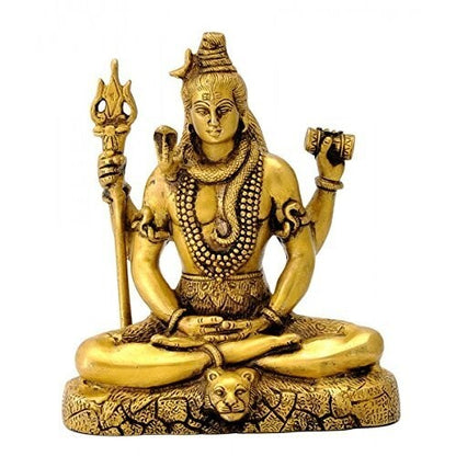 Hindu God Lord Brass Shiva Doing Meditation Idol Statute Figurine