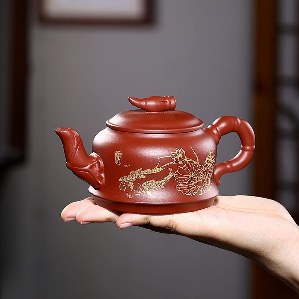 280ml Purple Clay Pot Kung Fu Patterned Teapot Tea Set Dahongpao Kettle Tea Set