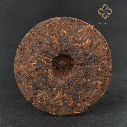 357g Menghai Arbor Ripe Pu'er Tea Cake Golden Bud Yunnan Aged Pu'er Tea