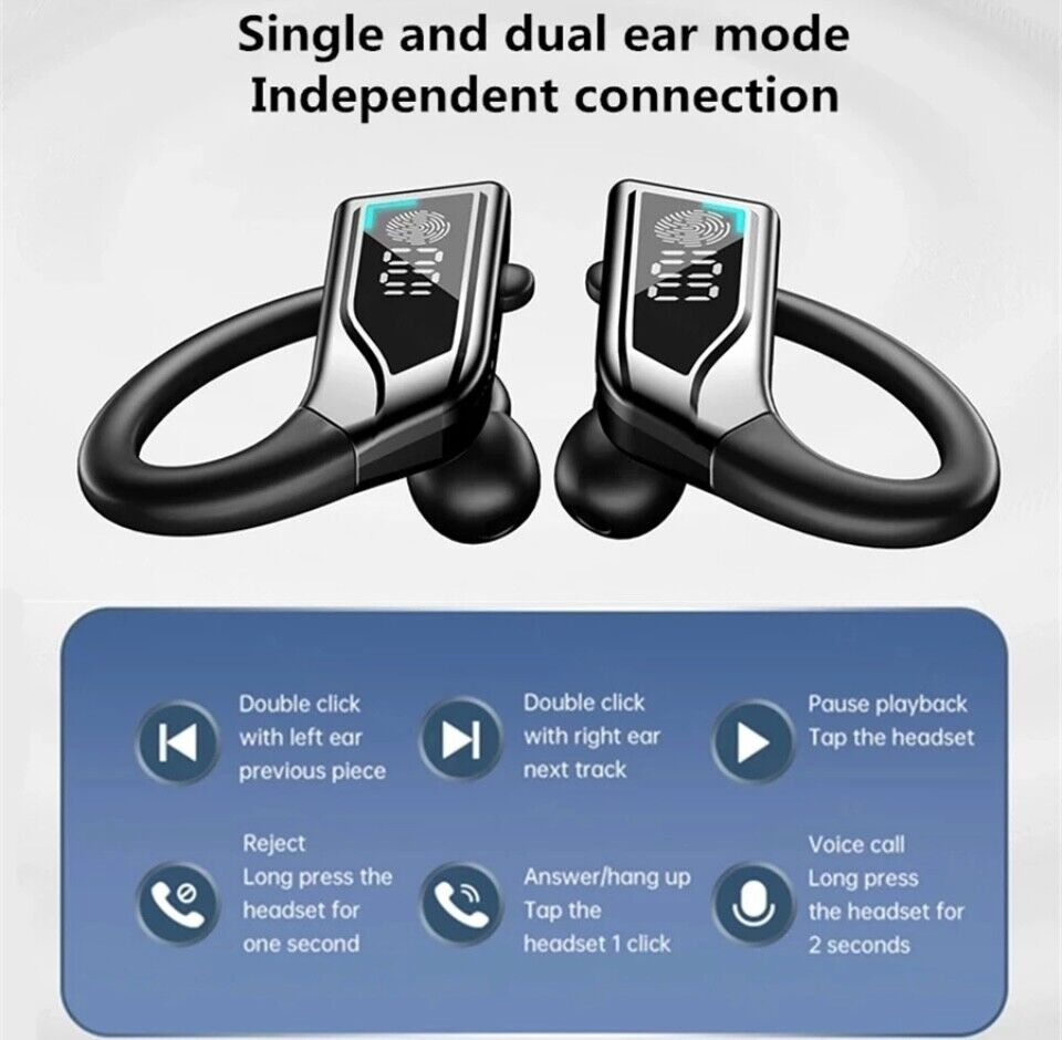 Bone Conduction Headphones Bluetooth 5.2 Wireless Open-Ear Earbuds Sport Headset