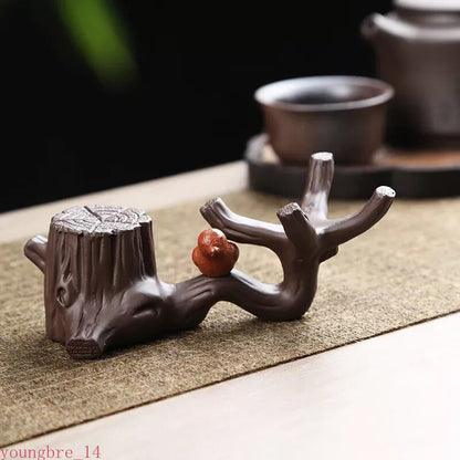 Creative Purple Sand Cover Bracket Tree Stump Decoration Kung Fu Tea Set