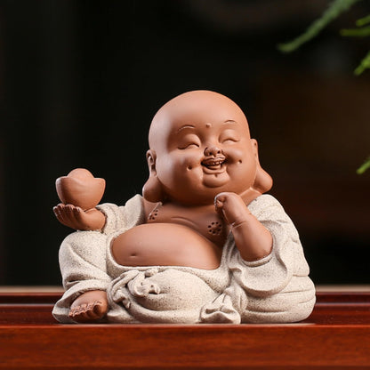 Maitreya Buddha Purple Sands Tea Pet 10.5cm Tea Play Tea Ceremony Accessories