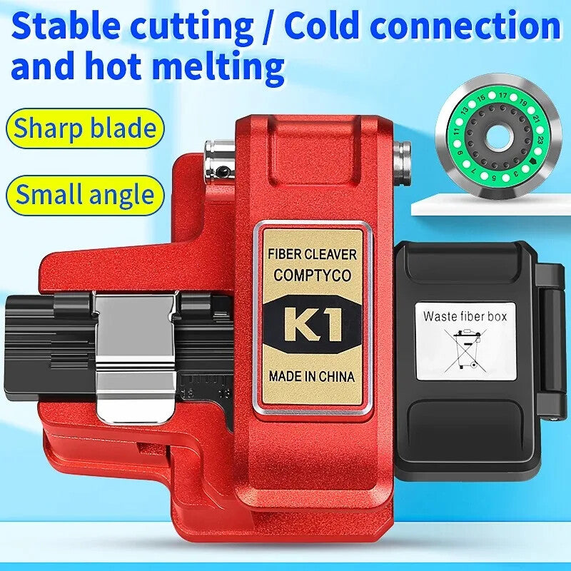 K1 Fiber Cleaver FTTH Optical Fiber Cable Cutting Knife Tool Waste Fiber Box