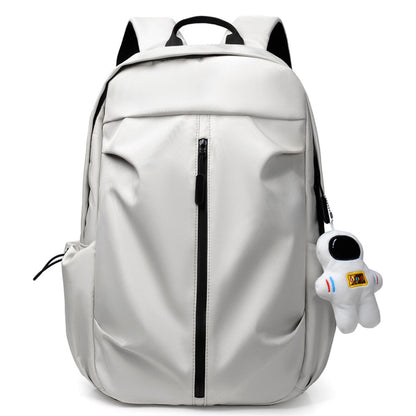 Backpack Men Laptop Backpacks Oxford Black Solid High School Bags w/ Pendant