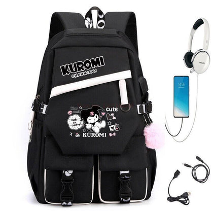 Kuromi Fashion Backpack Shoulder Bags School Students Bags Cinnamoroll Backpacks